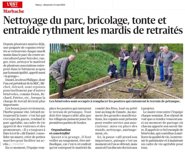 article ER du 11 05 - Bénévolat des retraités pour la municipalité et les associations
