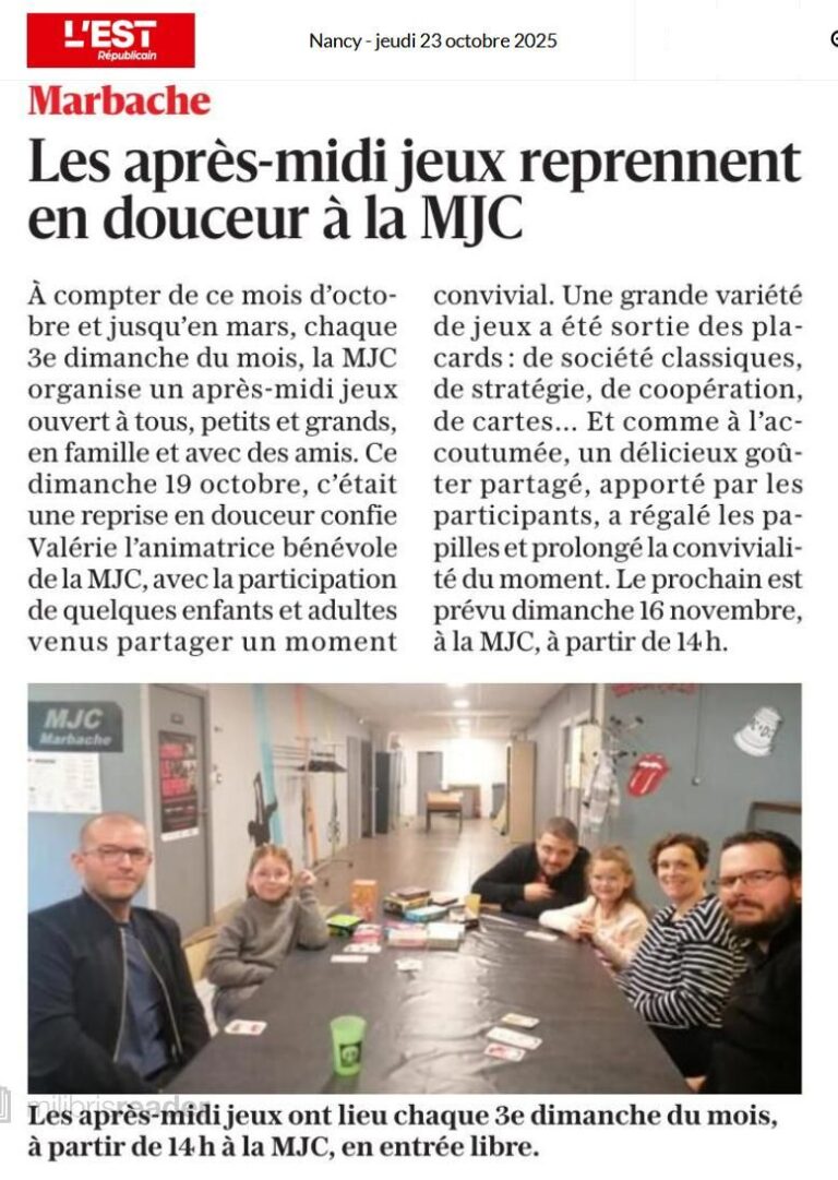 article ER du 23 10 - Après-midi jeux à la MJC