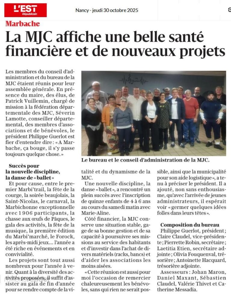article ER du 30 10 - La MJC affiche une belle santé financière