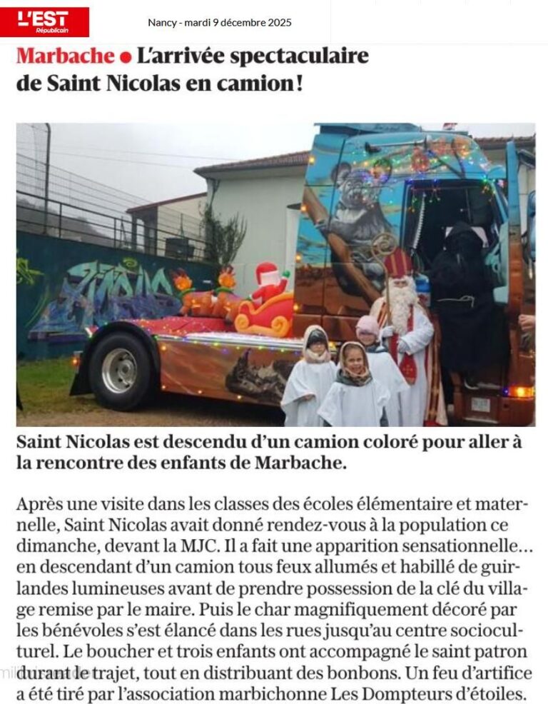 article ER du 09 12 - Arrivée de St Nicolas en camion