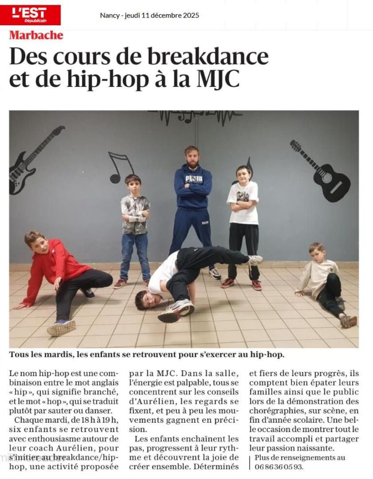 article ER du 11 12 - Des cours de breakdance hip hop à la MJC