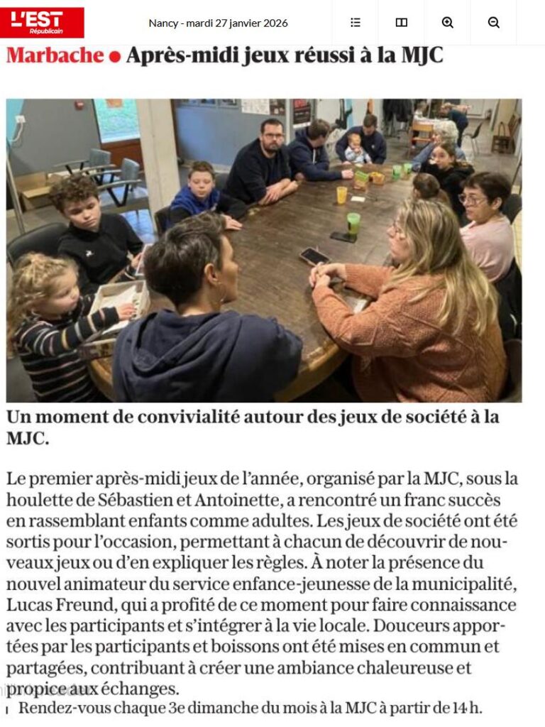 article ER du 27 01 - Après-midi jeux à la MJC réussi
